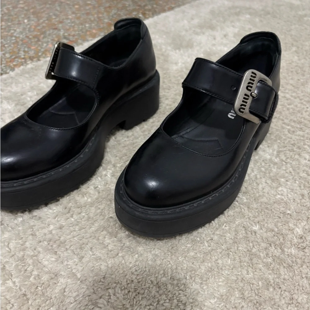 Miu Miu Black Platform Mary Jane Shoes with Buckle - Women's - Picture 4 of 6